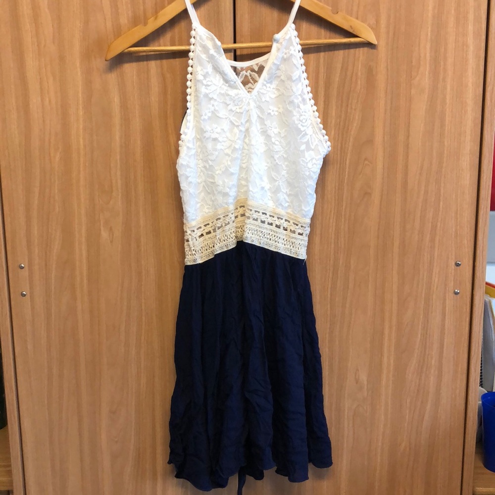 Navy and white dress